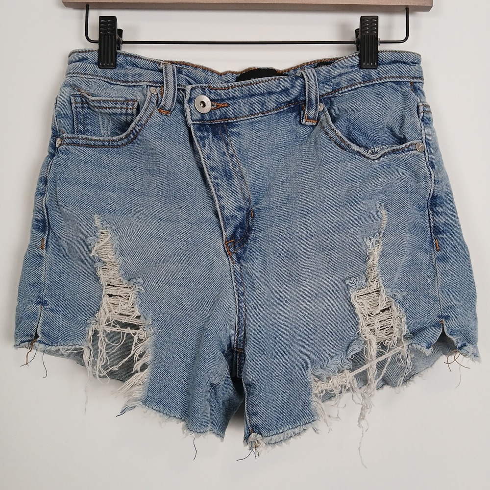 Kendall & Kylie Icon Denim Shorts Distressed Cut Off Raw Hem Size 5/27